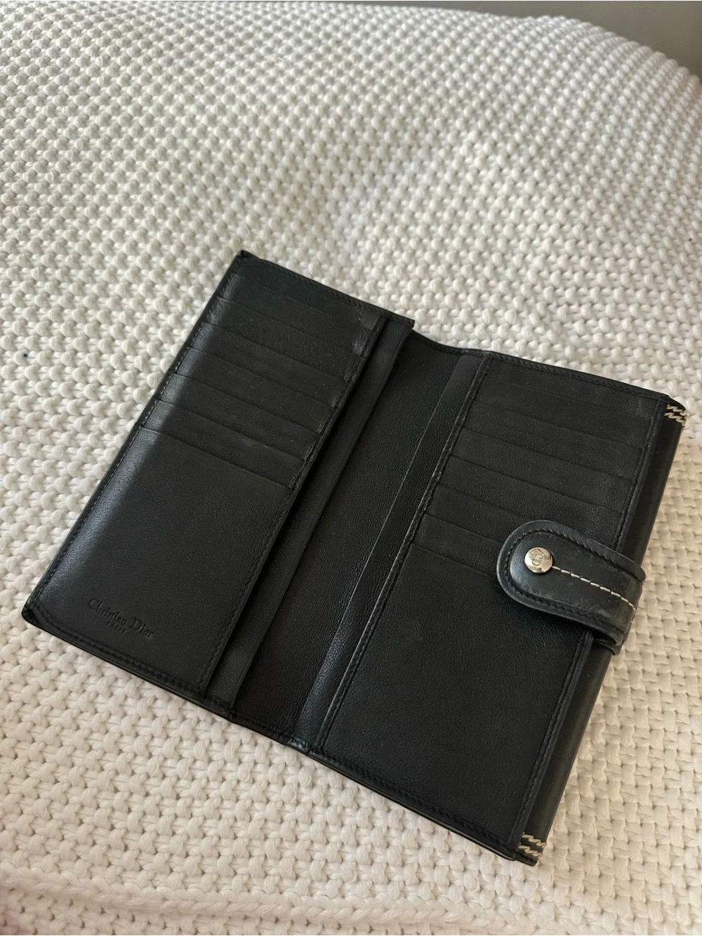 Dior D Charm Black Leather Wallet - Designer Style